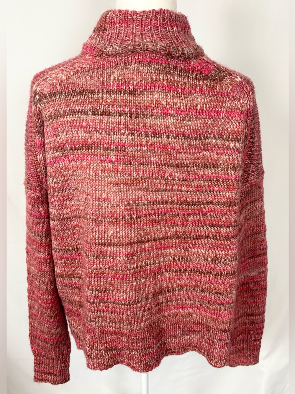 J. Crew Pink Space Dye Wool Blend Mock Neck Sweater - Picture 3 of 7